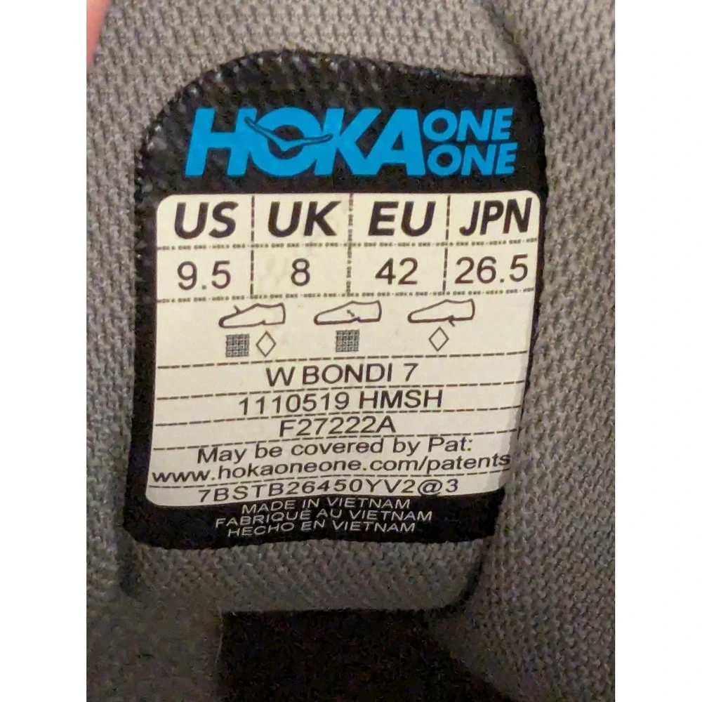 Hoka One One Bondi 7 Womens 9.5 Gray Orange Max Cushion Running Shoes 1110519